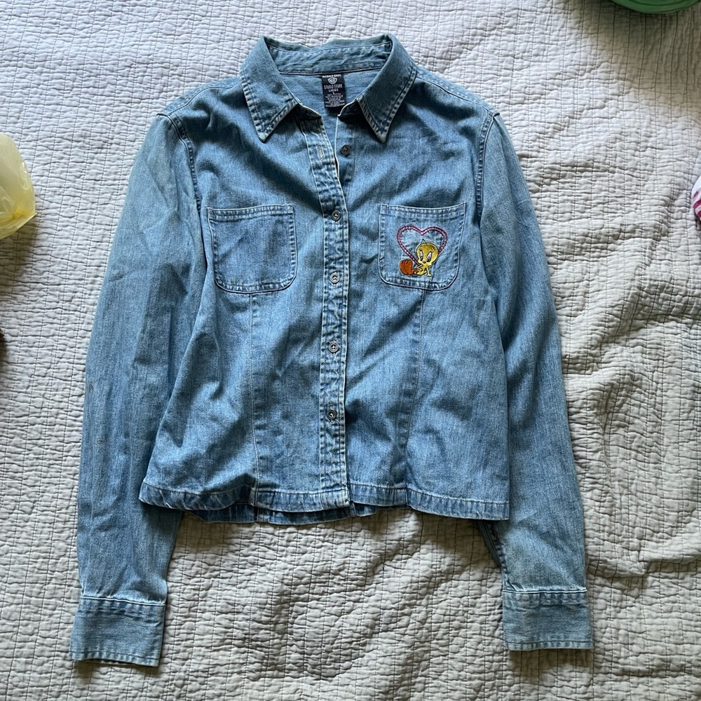 1997 Warner bros Tweety denim top